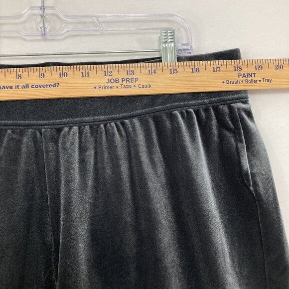Lands' End size 1X Gray Velvet Stretch Pull-on Wide Leg Ankle Pants - Picture 4 of 9